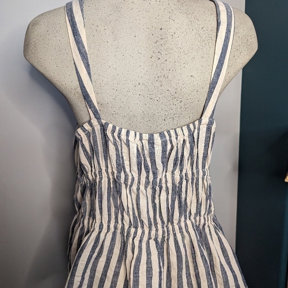 Linen peplum top, Woman's XXL cream with blue stripes - Picture 10 of 12